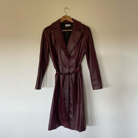 Burgundy faux leather jacket - Picture 2 of 4